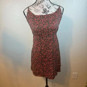 Free People Lightweight Floral Rayon Mini Dress with Open Back Tie Detail Sz  S